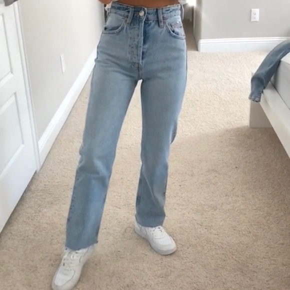 Zara hi rise wide leg jeans trf Clearance